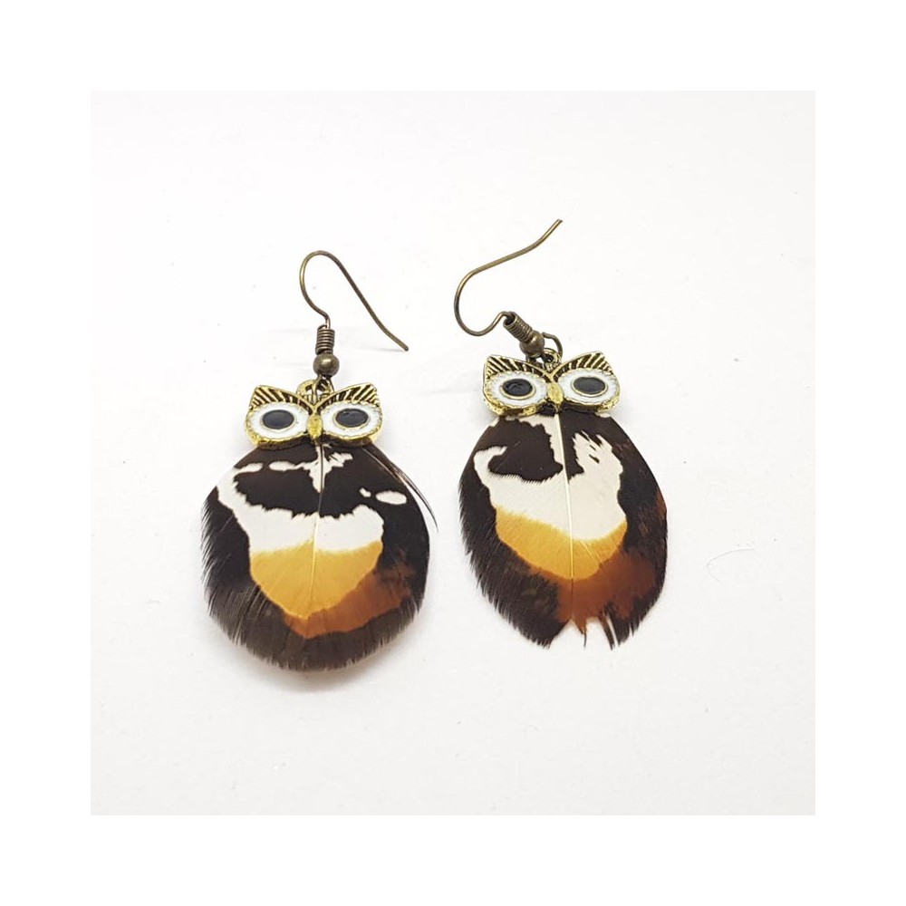 Masquedardos Boucle d'Oreille Hibou Une Plume