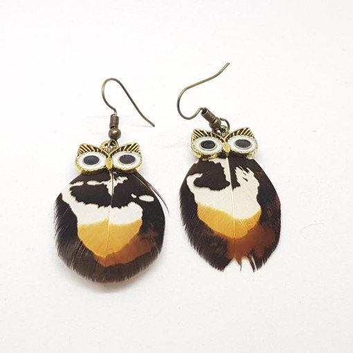 Masquedardos One Owl Feather Earring