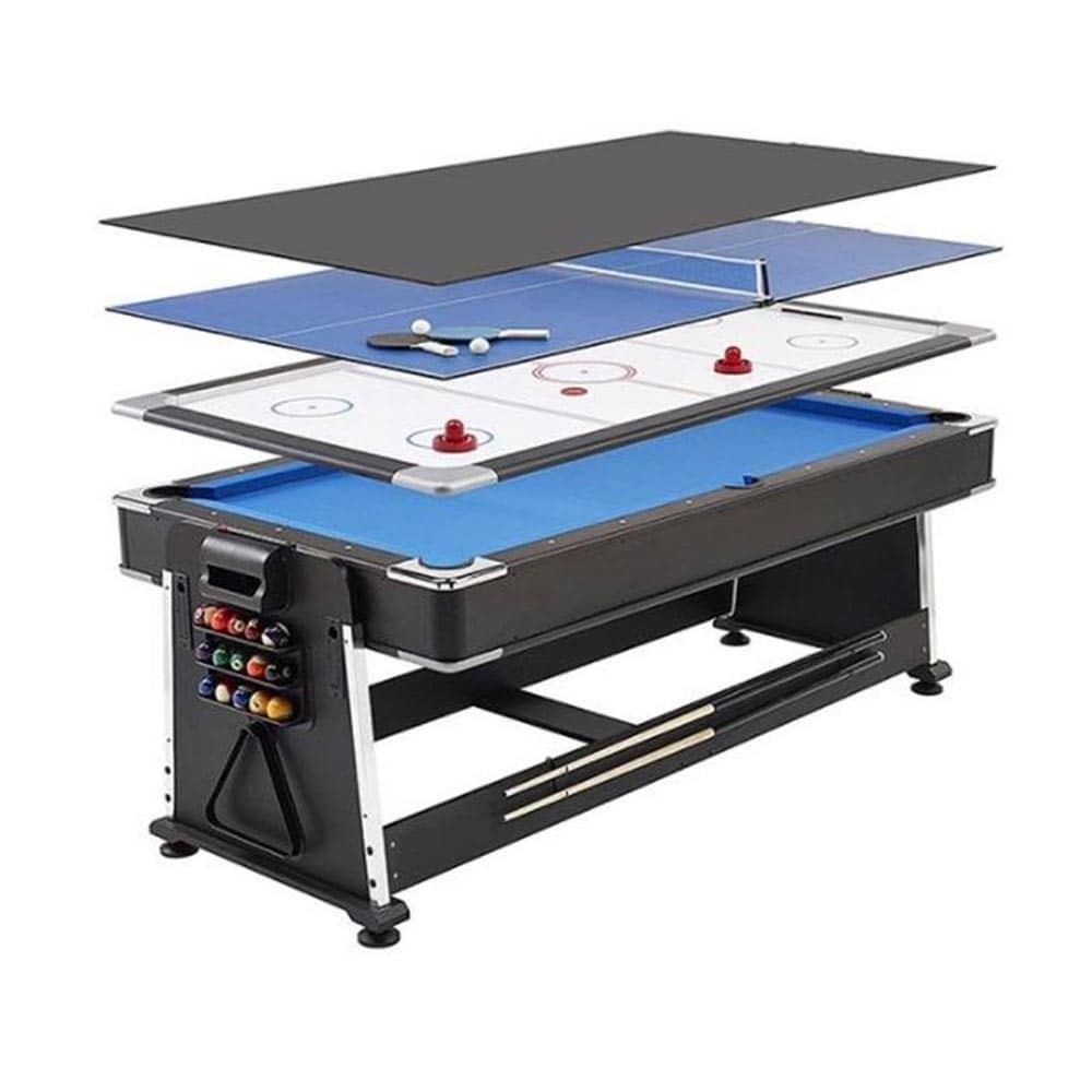 Masquedardos 4 In 1 Rotating Multigame - (billiards, Air Hockey - Ping-pong, Dining Table) 2678