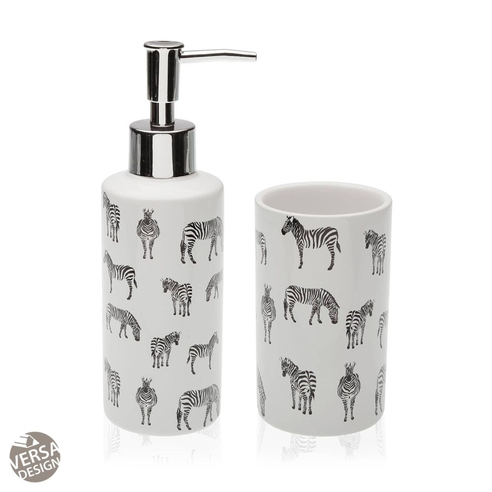 Masquedardos Set Dispenser Bagno in Ceramica Zebra Modello 21970038