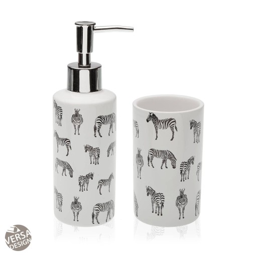 Masquedardos Set Dispensador Baño Ceramica Modelo Zebra 21970038