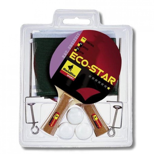 Pack 2 Pala Ping Pong + 3 Bolas + Red Bandito Sport Eco-star