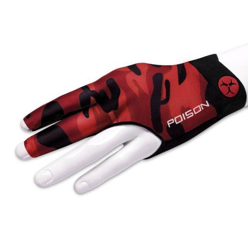 Masquedardos Biljarska rukavica Poison Camo Glove 3 Finger Black Red S/m Desno 45196003