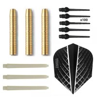 Masquedardos Pack Juego Dardos Eco Brass 2ba Black + 100 Puntas