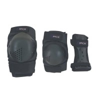 Masquedardos Set of 3 Adult Skating Protections (knee pads, elbow pads, hand protectors), Black Pat61011