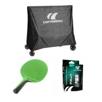 Masquedardos Pack Cornilleau Premium avec 2 pales + 6 pelotes + 1 fond pour la table de ping-pong extérieure