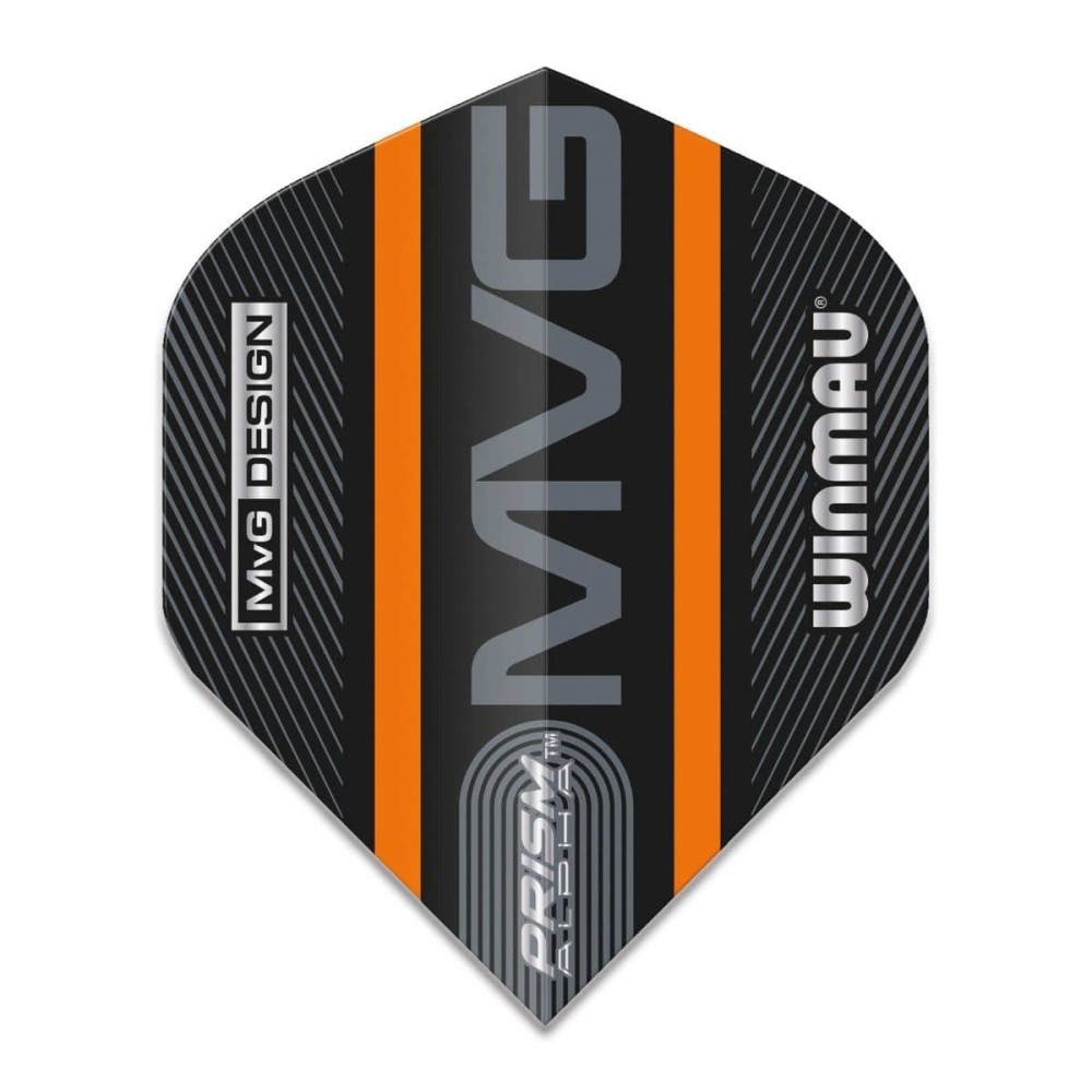 Masquedardos Winmau Darts Standard Prism Alpha Mvg Schwarz Orange Logo Stripe 6915.715 Flights