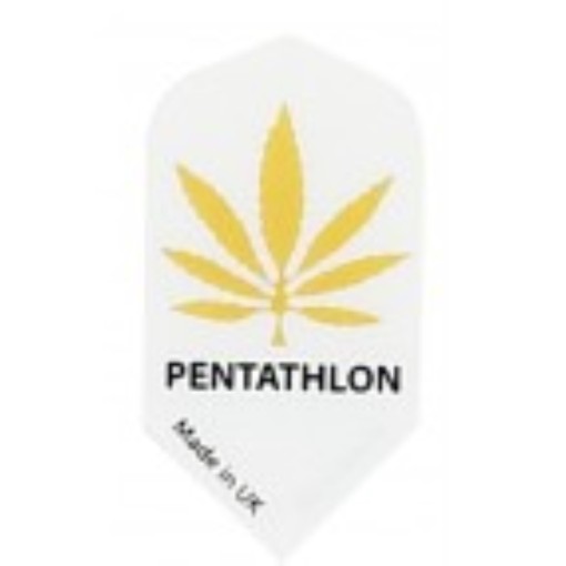 Masquedardos Pentathlon feathers Slim Marijuana yellow background white 2222