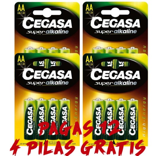 Masquedardos Pilo Cegasa Lr6 1.5v Aa Super Alkali 16 Yhdistynyt. (3 Paks + 1 Lahja)