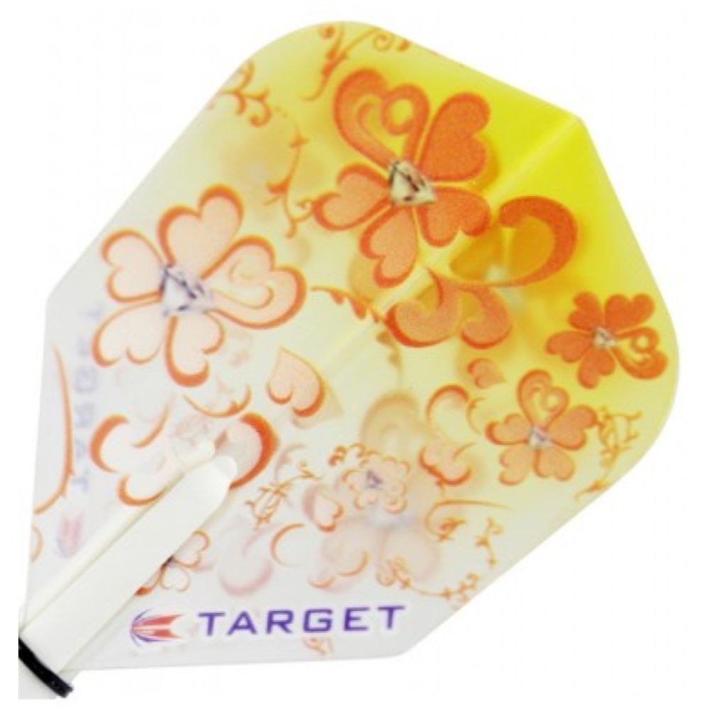 Masquedardos Plume Target Darts Pro 100 Kitten Vision No6 Flores Fond jaune 117460