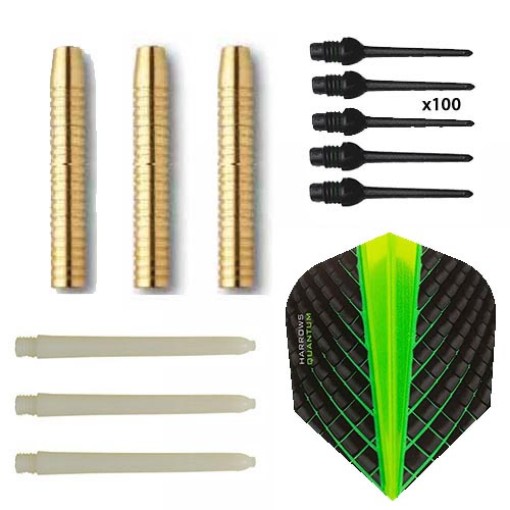 Masquedardos Pack Juego Dardos Eco Brass 2ba Green + 100 Puntas