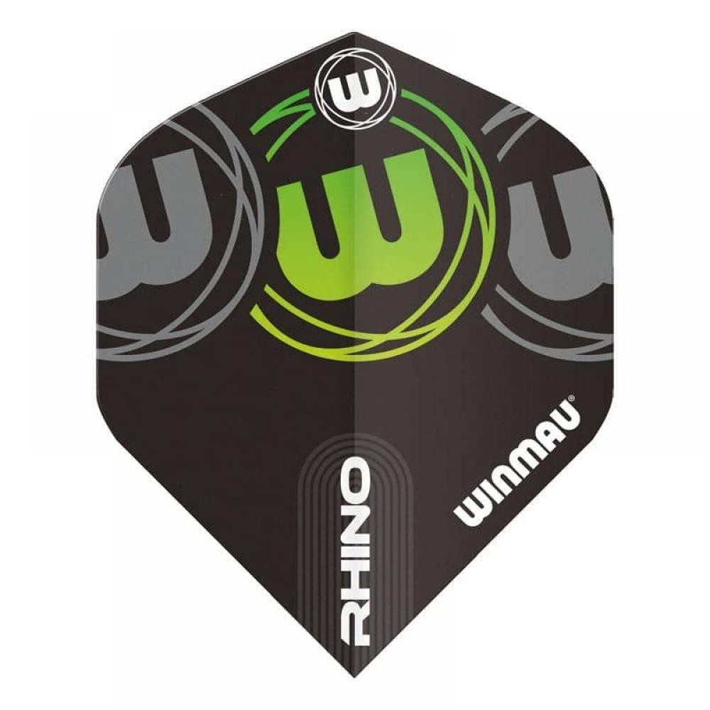 Masquedardos # Feathers Winmau Darts Rhino black grey green 6905.225