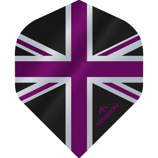 Masquedardos Plumas Mission Darts No2 Std Alliance Union Jack Negro Morado F3085