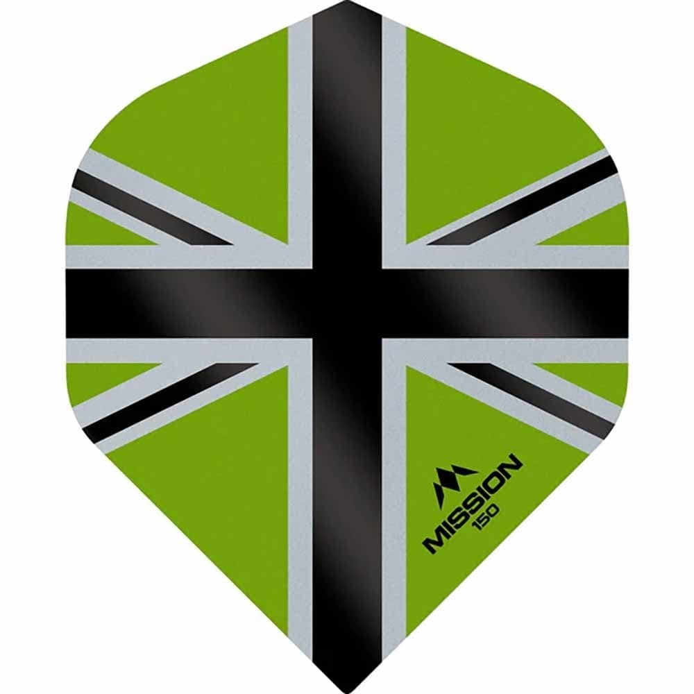 Masquedardos Plumas Mission Darts No2 Std Alliance-x Union Jack Negro Verde 150 F3140