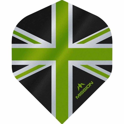 Masquedardos Piume Mission Darts Numero 2 Std Alliance Union Jack Nero Verde F3083