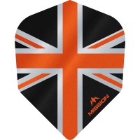 Masquedardos Feathers Mission Darts No 6 Alliance Union Jack black orange