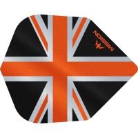 Masquedardos Feathers Mission Darts No 6 Alliance Union Jack black orange