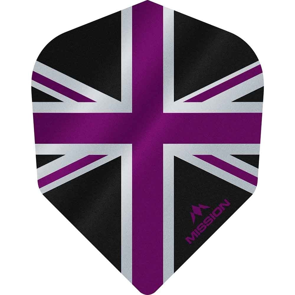 Masquedardos Plumas Mission Darts No6 Alliance Union Jack Negro Morado F3101