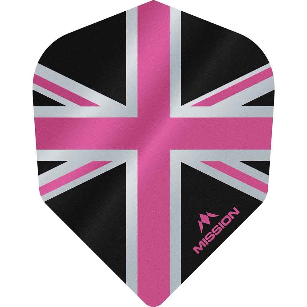 Masquedardos Feathers Mission Darts No 6 Alliance Union Jack black pink F3102