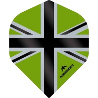 Masquedardos Plumas Mission Darts No2 Std Alliance-x Union Jack Negro Verde F3107