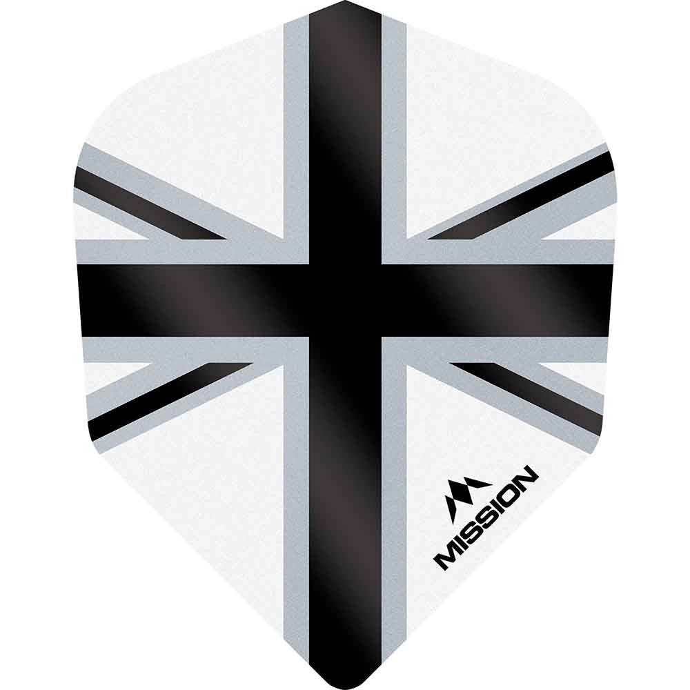 Masquedardos Feathers Mission Darts No 6 Std Alliance-x Union Jack Black and white