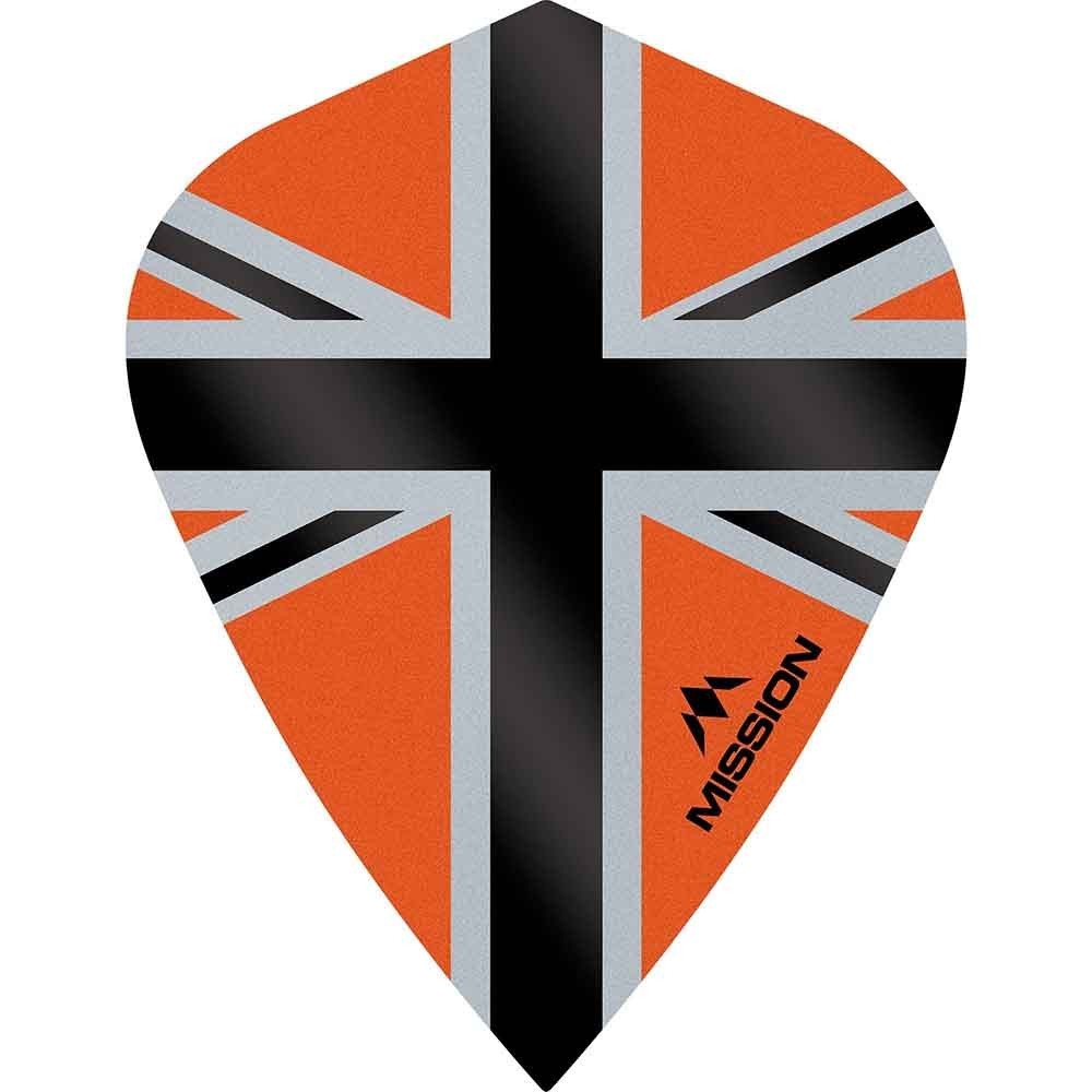 Masquedardos Plumas Mission Darts Kite Alliance-x Union Jack Negro Naranja F3115