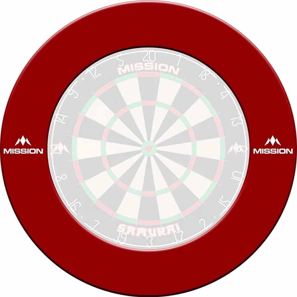 Masquedardos Dartboard Surrounds Black Logo Mission Darts Red Su052