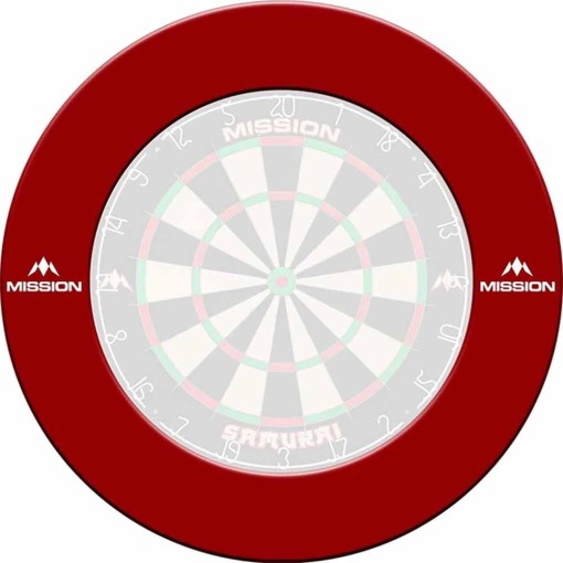 Masquedardos Dartboard Surrounds Black Logo Mission Darts Red Su052