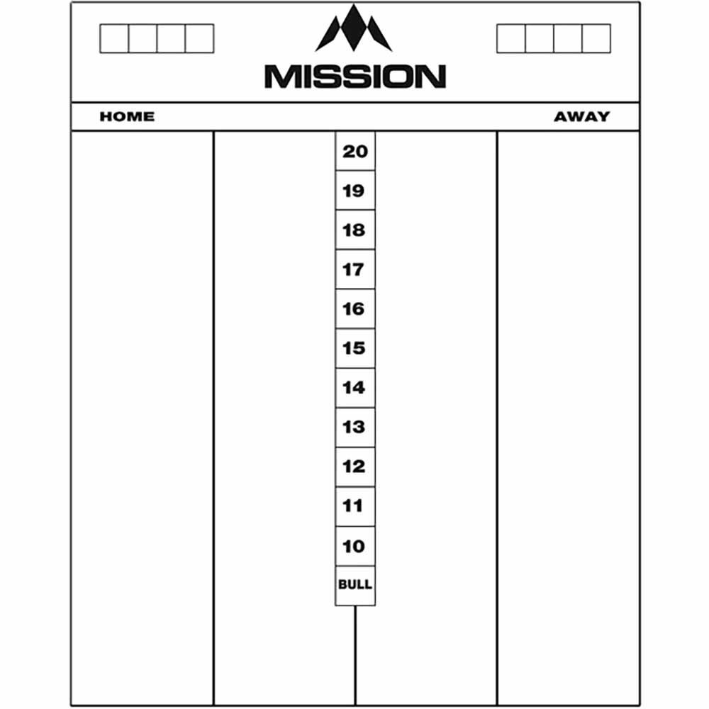 Masquedardos Table Mission Darts Whiteboard Cricket white Mb07