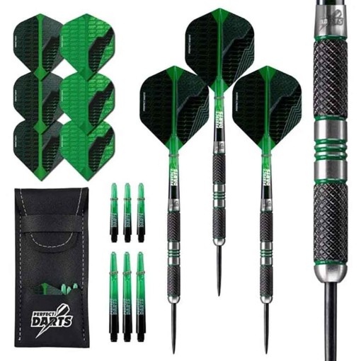 Masquedardos Dardos Perfect Darts Black Grenade Knurled Negro Verde 90% 24g D3566