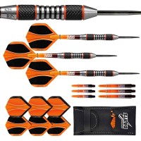 Masquedardos Perfect Darts Solarfox 4 Fléchettes Moletée Noir Orange 90% 24g D3554