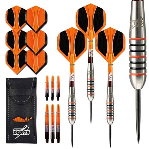 Masquedardos Dardos Perfect Darts Solarfox 3 Torpedo Negro Naranja 90% 24g D3552