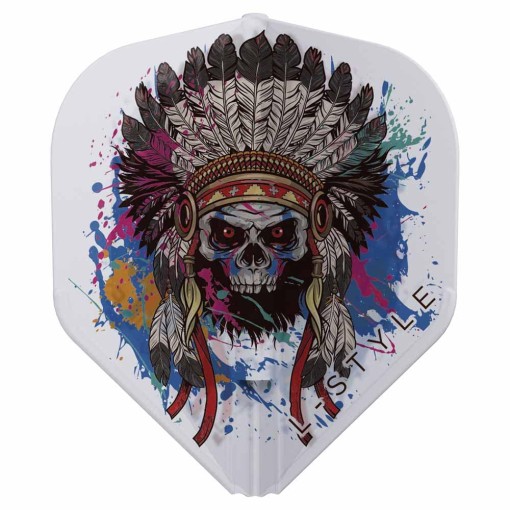 Masquedardos Champagne Flights L-štýl L1ez Standard Chief Skull Clear White Feathers