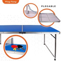 Masquedardos Mesa De Ping Pong Plegable 120x60x70 Con Raquetas Y Pelotas 4730