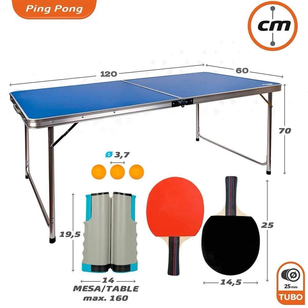 Mesa de Ping Pong Plegable 120x60x70 Con Raquetas y Pelotas 4730