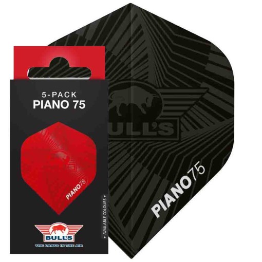 Masquedardos Plumas Bulls Darts Piano 75 No2 Standard Negro 5 Packs Bu-50994