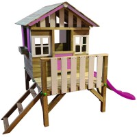 Masquedardos Casita Infantil Elevada De Madera Masgames Lollipop Rosa Con Tobogán Ma800531