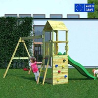 Masquedardos Laufstall aus Holz für Kinder, Turm mit Rutsche und Doppelschaukel Flappi S-03435-pk-xg-1