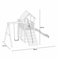 Masquedardos Columpio De Madera Para Jardín, Parque Infantil, Torreta, Tobogán, Columpio Carol-3 S-03005-pk-xb-1