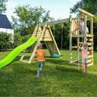 Masquedardos Fungoo Climber Juego De Jardín De Madera Con Escalada, Tobogán Y Columpio S-08530-p-k-xg-1