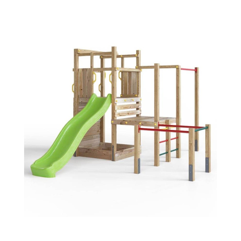 Masquedardos Fungoo Climbing Star 4 Parque Infantil De Madera Con Tobogán, Arenero Y Trepador S-08740-p-k-xg-1