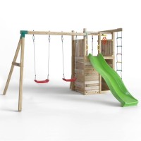 Masquedardos Fungoo Houser Laufstall aus Holz mit Rutsche, zwei Schaukeln und Spielhaus S-08520-p-k-xg-1