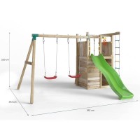 Masquedardos Fungoo Houser Laufstall aus Holz mit Rutsche, zwei Schaukeln und Spielhaus S-08520-p-k-xg-1