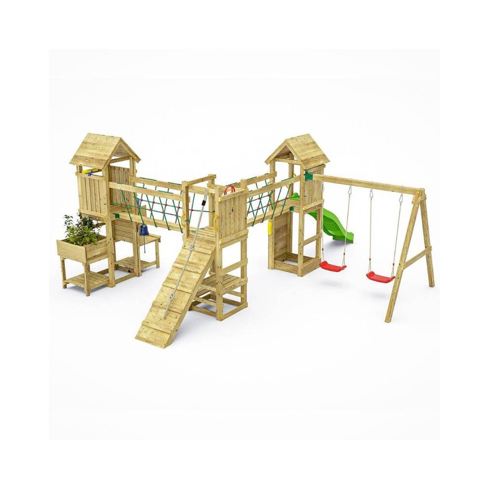 Masquedardos Cercadinho de madeira Fungoo Optimizer com escorregador com balanços de escalada e cozinha infantil S-08510-p-k-xg-1