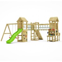 Masquedardos Fungoo Optimizer Parc en bois avec toboggan avec balançoires et cuisine pour enfants S-08510-p-k-xg-1