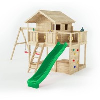 Masquedardos Fungoo Sunshine Wood Games House com Tobogan e Two Xx-1 Columpios S-08280-p-k-xx-1