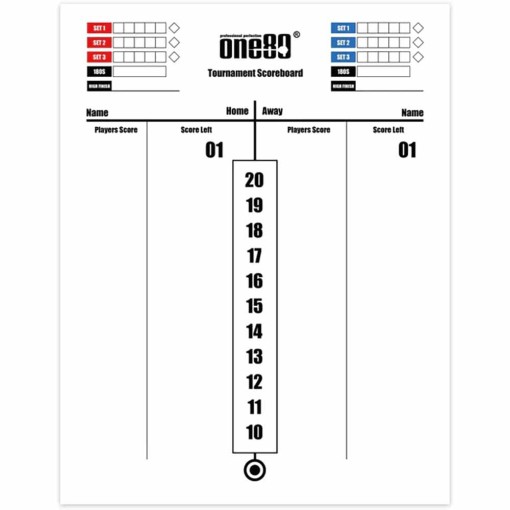 Masquedardos Pizarra One80 Tournament Scoreboard 60x30cm 3357