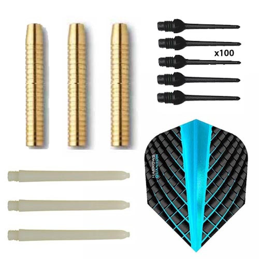 Masquedardos Pack Juego Dardos Eco Brass 2ba Aqua + 100 Puntas